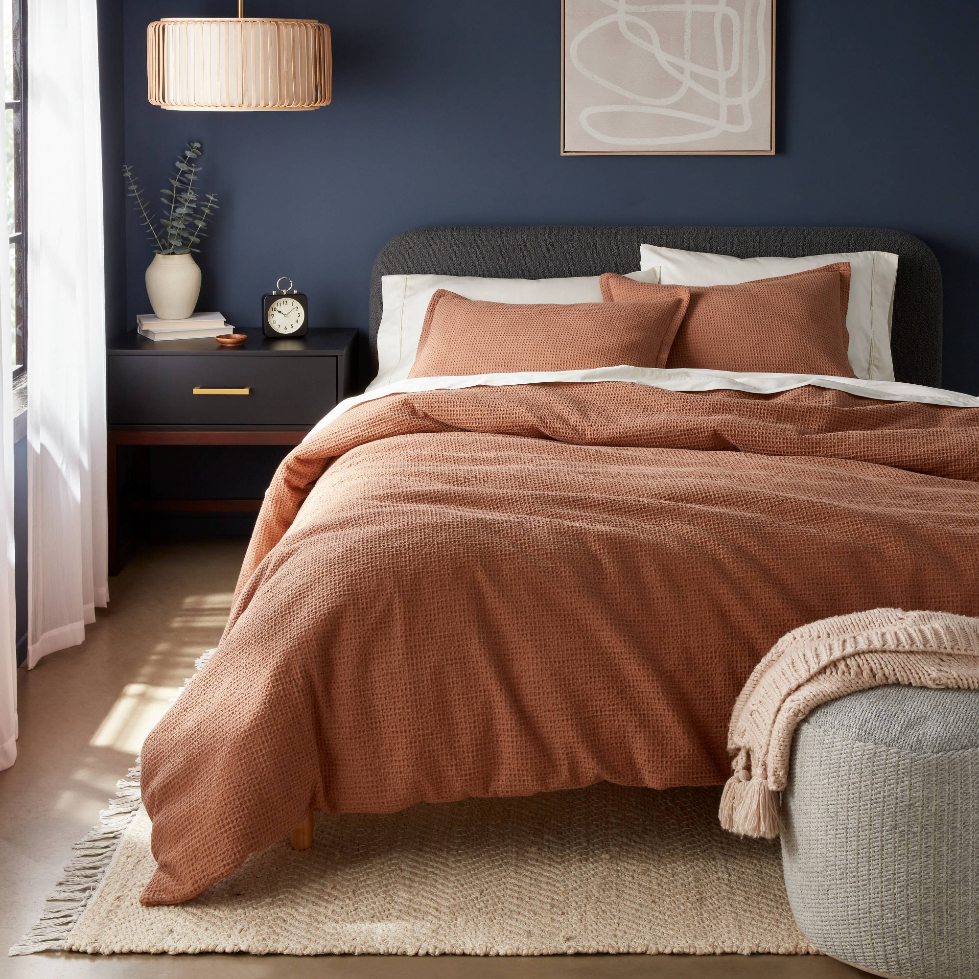 Full/Queen Washed Waffle Weave Duvet Cover and Sham Set Camel - Threshold™