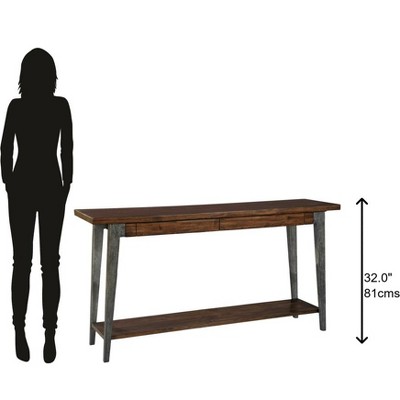 Monterey Point 68'' Black and Gray Wood Metal Console Table with Storage