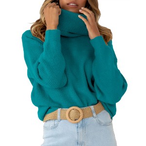 Women’s Elevated Oversized Turtleneck Sweater - Architectural Knit with Strategic Proportions Pullover Tops - 1 of 1