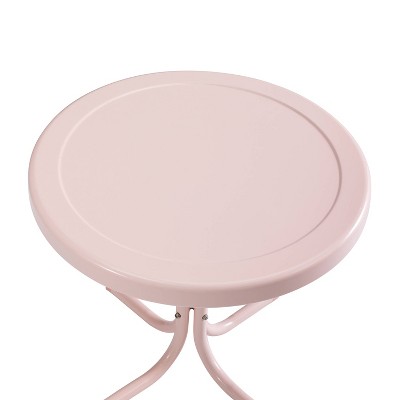 Pastel Pink Retro Steel Outdoor Side Table
