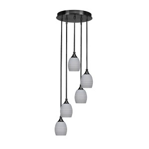 Toltec Lighting Empire 5 - Light Pendant in  Matte Black with 5" Gray Matrix Shade - 1 of 1