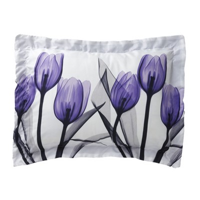 Lakeside Floral Purple Tulips Standard Size Pillow Sham - Spring Home Accent