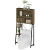 HOMCOM Over the Toilet Storage Cabinet, Over Toilet Bathroom Organizer with Sliding Door, 3 Storage Compartments and 4 Open Shelves - 4 of 4