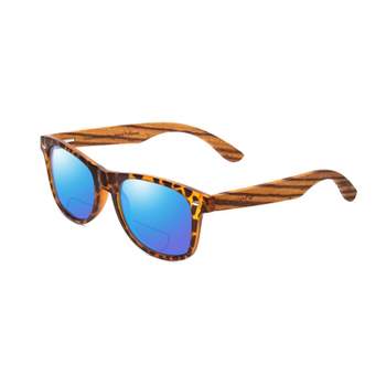 Coyote Woodie Polarized Sun Or Bi-focal Sunglasses Black Brown Bamboo, Blue  Mirror +2.50 : Target