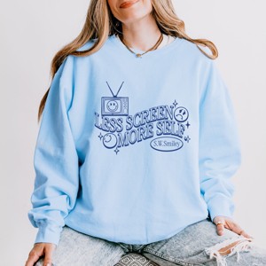S.W.Smiley Less Screen More Self - Women's Lightweight Garment Dyed Sweatshirt - 1 of 4