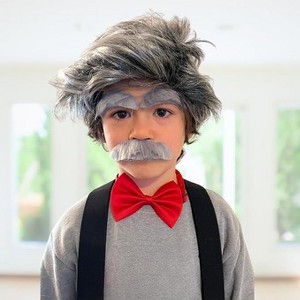 4E's Novelty Fake Gray Stick-on Mustache & Eyebrows - Old Man Costume For Boys, 100th Day of School Costume Accessories - 1 of 4