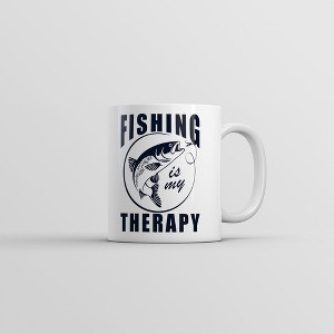 Crazy Dog Fishing Is My Therapy Mug Funny Sarcastic Fish Graphic Novelty Coffee Cup-11oz - 1 of 4