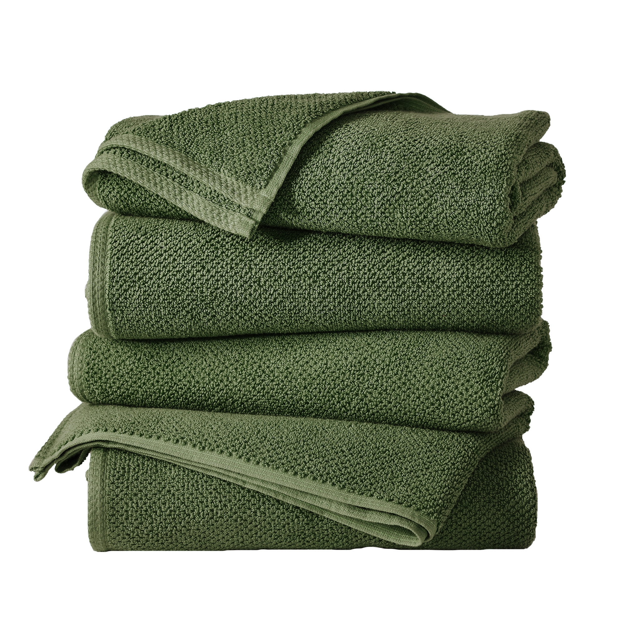 Cotton Quick Dry Loop Textured Bath Towel - Great Bay Home (Forest Green, Bath Towel - Set of 4)