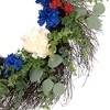 Northlight Americana Mixed Foliage and Florals Artificial Patriotic Wreath - 24"- Unlit - 4 of 4