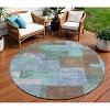 Brown Teal Blue And Ivory Geometric Washable Indoor Outdoor Area Rug - 2 of 4
