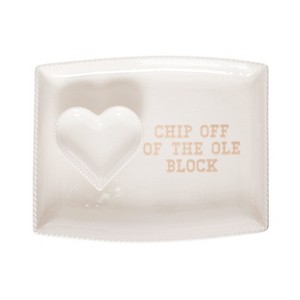 Totalee Gift Heart/Chip Platter & Bowl Set of 2 Ceramic White - 1 of 2