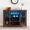 Decorative Storage Cabinets with LED Light, Glass Door Wine Cabinet, Kitchen Sideboard with Rack - 3 of 4