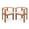 Set of 4 Acacia Wood Dining Chairs with Armrest and Cushion, Outdoor Armrest Dining Chair Set for Patio or Garden, Acacia Wood Dining Chair-Koiai - 4 of 4
