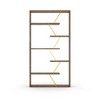 Wood Frame Etagere Open Back 6 Shelves Bookcase Industrial Bookshelf, Bookcases Large Bookshelf Organizer, Walnut/Yellow - 2 of 4