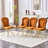 Modern Velvet Upholstered Dining Chairs Set of 2, Armless Chairs with Metal Legs and Tufted Backrest for Kitchen or Dining Room-Koiai - 3 of 4