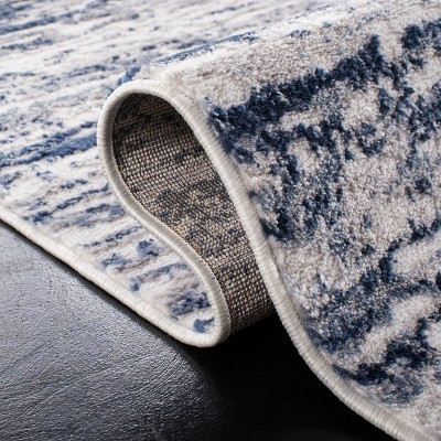 Amelia 6'7" Square Grey and Navy Abstract Area Rug