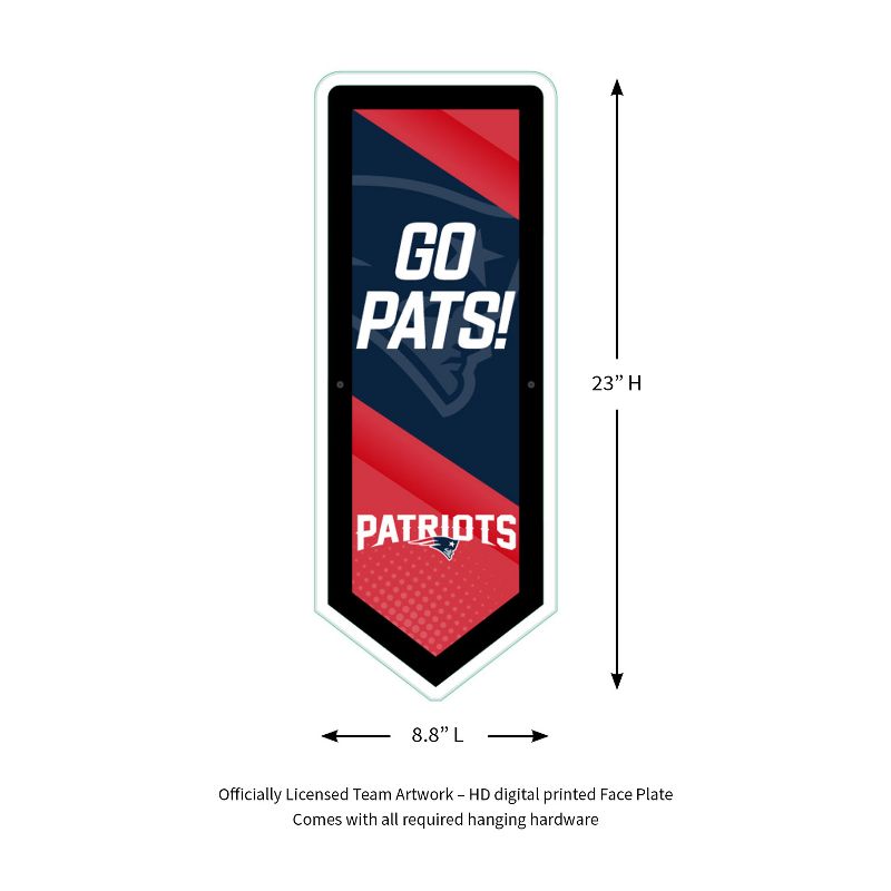 Evergreen Ultra-Thin Glazelight LED Wall Decor, Pennant, New England Patriots- 9 x 23 Inches Made In USA, 2 of 7