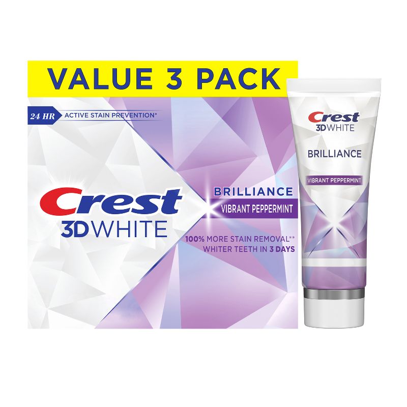 Crest 3D White Brilliance Vibrant Toothpaste - Peppermint - 4.6oz/3pk, 1 of 10