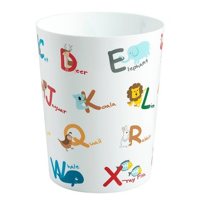 White Plastic Animal Alphabet Kids' Wastebasket