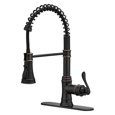 Single-Handle Pull-Down Sprayer 3 Spray High Arc Kitchen Faucet With Deck Plate