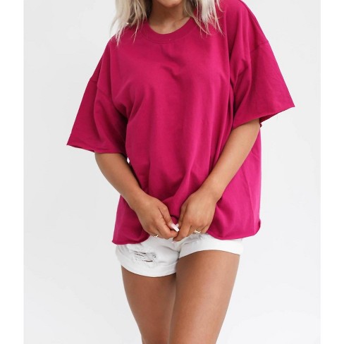 Women's Oversized Raw Edge Top - ZENANA - image 1 of 3