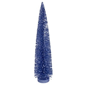 Northlight 14" Blue Glitter Bottle Brush Sisal Christmas Tree - 1 of 3