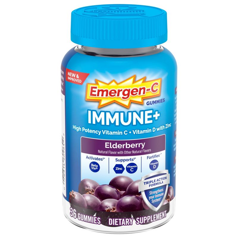 Emergen-C Immune System and Energy Metabolism Vitamin Gummies - Elderberry - 36ct, 1 of 9