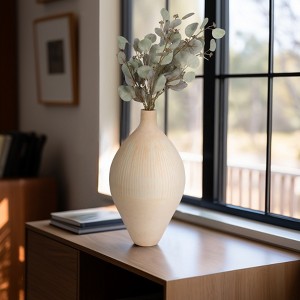 Decorative Rustic Inspired Glass Vase for Living Room Decor - Elegant Modern Flower Vase for House Accent, Bedroom, and Office Decor - 19", Ivory - 1 of 4