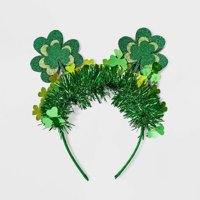 St. Patrick's Day Tinsel Clover Headband - Green