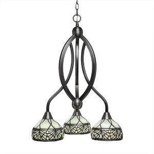 Toltec Lighting Bow 3 - Light Chandelier in  Brushed Nickel with 7" Royal Merlot Art Glass Shade - 1 of 1
