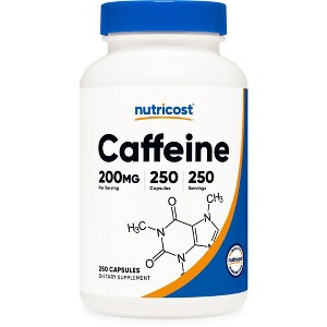 Nutricost Caffeine (200mg) 250 Capsules - GMO-Free, Gluten-Free - 1 of 4