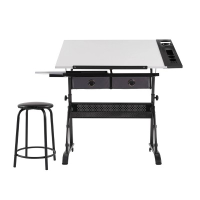 Core Craft Table with Adjustable Top and Metal Storage
