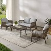 Haven 4pc Outdoor Wicker Conversation Set: Weather-Resistant, Steel Frame, Polyester Cushions - Crosley - 2 of 4