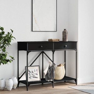 Clihome Modern Sleek Console Table with with 2 Drawers Metal Frame, Modern Entryway Table with Storage and Adjustable Feet - 1 of 4