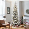 LuxenHome 7.5Ft Pre-Lit Flocked Artificial Christmas Tree with Pine Cones Green - 3 of 4