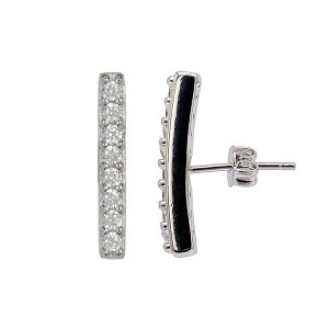 Adornia Rhodium Plated Crystal Bar Studs - 1 of 4