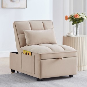 VYNXARIA 4 in1 Multi-Function Single Sofa Bed with Storage Pockets,Tufted Single Pull-out Sofa Bed,Convertible Chaise Lounge - 1 of 4