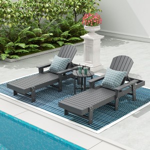 WestinTrends Dylan 3 Piece Adirondack Poly Reclining Chaise Lounge With Arms - 1 of 4