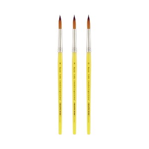 Creative Inspirations Dura-Handle Round Short Handle Paint Brush Set of 3- Solid Resin Handle, Synthetic Taklon Paint Brushes, Round Brush for Oils, - 1 of 4