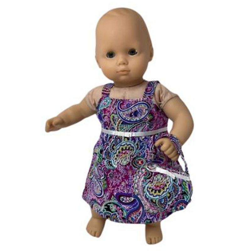 Doll Clothes Superstore Paisley Sundress With Purse Fits 15-16 Inch Cabbage Patch Kid And Baby Dolls, 3 of 5