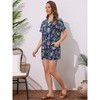 Allegra K Women's Floral Tropical Vacation Beach Hawaiian Button Down Shirt and Short Set - 3 of 4