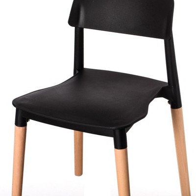 High Black Wood Side Chair with Modern Design