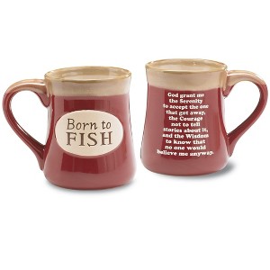 Collections Etc Born to Fish Serenity Prayer Porcelain Mug 5.25 X 3.5 X 4.75 Red - 1 of 1