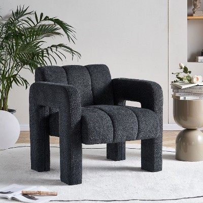 31.10" Boucle Upholstered Accent Chair, Modern Wood Frame Armchair - Maison Boucle