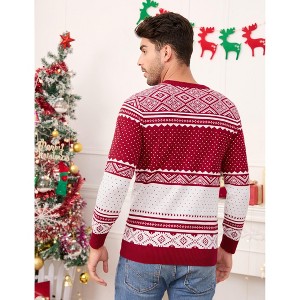 Christmas Crew Neck Sweater For Men Casual Long Sleeve Reindeer Knitted Pullover Sweater - 1 of 4