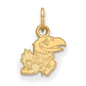 Black Bow Jewelry 14k Yellow Gold Plated Sterling Silver Kansas Jayhawks NCAA Extra Small Pendant - 1 of 3