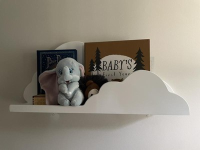 StyleWell Kids Cloud White Wood Wall Shelf with Hooks 21MJE25007