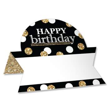 Big Dot of Happiness Adult Happy Birthday - Gold - Birthday Party Tent Buffet Card - Table Setting Name Place Cards - Set of 24