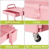 Belffin 5 Tier Rolling Utility Cart with Drawer,Utility Cart Made of Multifunctional Storage Organizer Tool（Pink） - 3 of 4