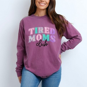 Simply Sage Market Women's Tired Moms Galaxy Long Sleeve Garment Dyed Tee - 1 of 4
